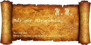 Móger Mirandola névjegykártya